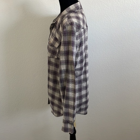 BlankNYC Plaid button Down Flannel Blouse 0020 - Picture 4 of 9